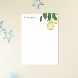 Moderne fruitboom op de lijst van groene peren post-it® notes