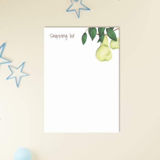 Moderne fruitboom op de lijst van groene peren post-it® notes