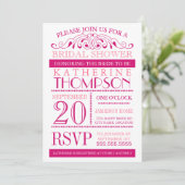 Moderne Fuchsia and Pink Bridal Shower Invitation Kaart (Staand voorkant)
