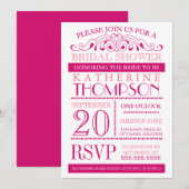 Moderne Fuchsia and Pink Bridal Shower Invitation Kaart (Voorkant / Achterkant)
