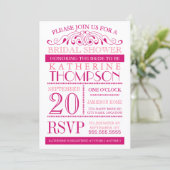 Moderne Fuchsia and Pink Bridal Shower Invitation Kaart (Staand voorkant)
