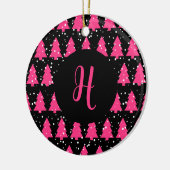 Moderne Fuchsia & Black kerstboommonogram Ce. Keramisch Ornament (Links)