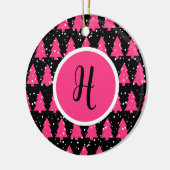 Moderne Fuchsia & Black kerstboommonogram Ce. Keramisch Ornament (Links)