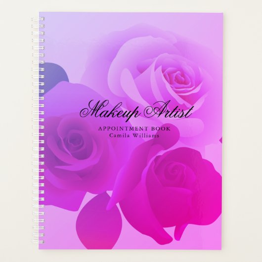 Moderne Fuchsia Bloem Make-up Artist Afspraak Planner (Voorkant)