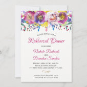 Moderne Fuchsia Gold floral Garden repetial Dinner Kaart (Voorkant)