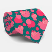 Moderne Fuchsia Green Pomegranate Pattern Fruity Stropdas (Opgerold)