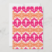 Moderne Fuchsia & Oranje Damask Vrijgezellenfeest Kaart (Achterkant)