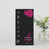 Moderne Fuchsia Orchids-bruiloft programma- (Staand voorkant)