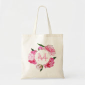 Moderne Fuchsia Pink Floral Weddenschap Bridesmaid Tote Bag (Voorkant)