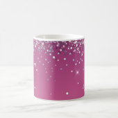 Moderne Fuchsia Roze Glitter Aangepast Koffiemok (Center)
