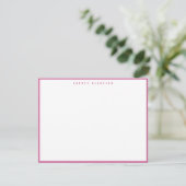 Moderne Fuchsia Roze Rand Notitiekaart Kaart (Staand voorkant)