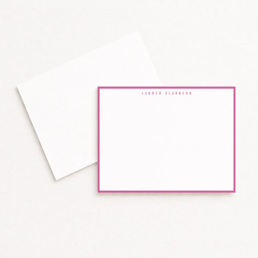 Moderne Fuchsia Roze Rand Notitiekaart Kaart