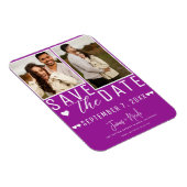 Moderne Fuchsia Save the Date 2 Foto Bruiloft Magneet (Rechterzijde)