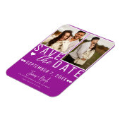 Moderne Fuchsia Save the Date 2 Foto Bruiloft Magneet (Linkerzijde)
