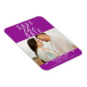 Moderne Fuchsia Save the Date Trouwfoto Magneet (Rechterzijde)