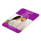 Moderne Fuchsia Save the Date Trouwfoto Magneet (Linkerzijde)