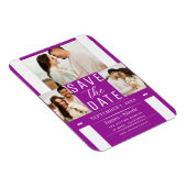 Moderne Fuchsia Save the Date Trouwfoto Magneet (Rechterzijde)