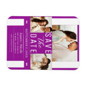 Moderne Fuchsia Save the Date Trouwfoto Magneet (Horizontaal)