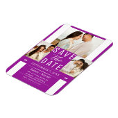 Moderne Fuchsia Save the Date Trouwfoto Magneet (Linkerzijde)