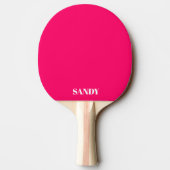 Moderne fuchsia & witte monogram naam tafeltennisbatje (Achterkant)