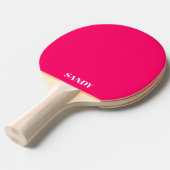Moderne fuchsia & witte monogram naam tafeltennisbatje (Voorkant Gekanteld)