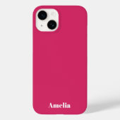 Moderne fuchsia witte script Gepersonaliseerde naa Case-Mate iPhone Case (Achterkant)