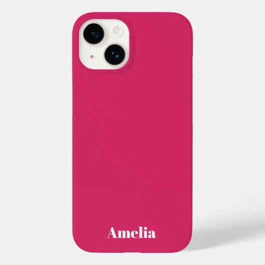 Moderne fuchsia witte script Gepersonaliseerde naa Case-Mate iPhone Case (Achterkant)