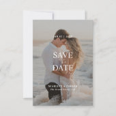 Moderne Full Bleed Beach Foto Bestemming Trouwen Save The Date (Voorkant)