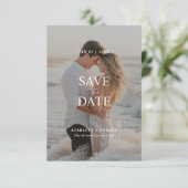 Moderne Full Bleed Beach Foto Bestemming Trouwen Save The Date (Staand voorkant)