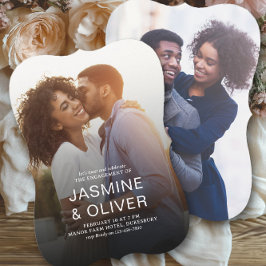 Moderne Full Bleed Verloving Foto's Trouwfeest Kaart