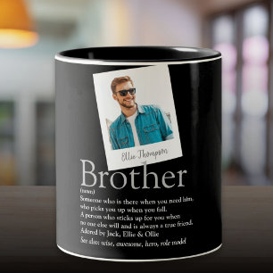 Moderne Fun Broer Definitie Foto Tweekleurige Koffiemok
