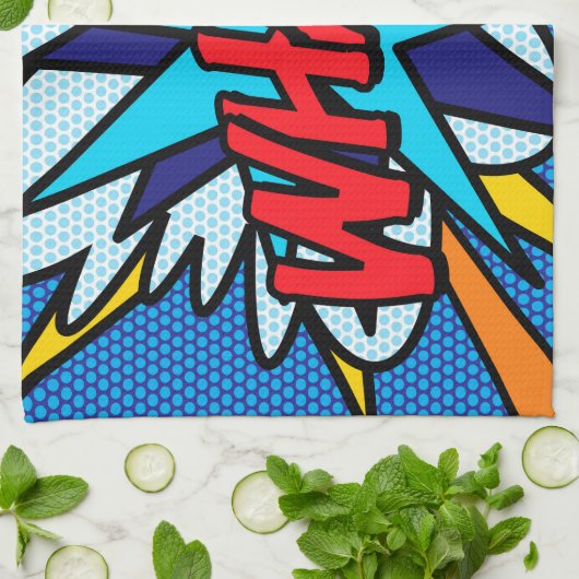 Moderne Fun Comic Book Pop Art WHAM Theedoek (Gevouwen)