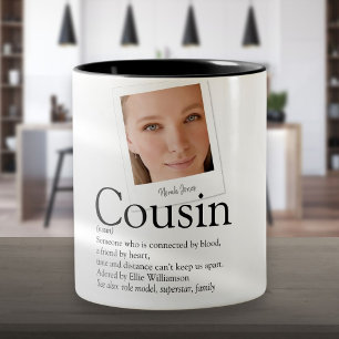 Moderne Fun Cousin Definitie Foto Tweekleurige Koffiemok