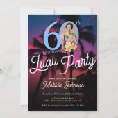 Moderne Fun Custom Foto Luau Party 60e verjaardag Kaart (Voorkant)