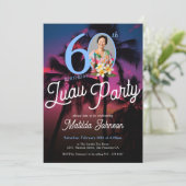 Moderne Fun Custom Foto Luau Party 60e verjaardag Kaart (Staand voorkant)