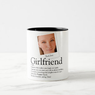 Moderne Fun Girlfriend Definitie Foto Tweekleurige Koffiemok