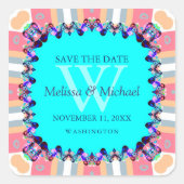 Moderne Fun Monogram Save the Date Sticker (Voorkant)