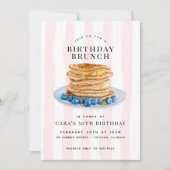 Moderne Fun Pink Blueberry Pannenkoeken Verjaardag Kaart (Voorkant)