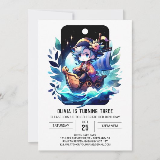 Moderne Fun Pirate Verjaardag Kaart (Voorkant)