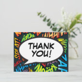 Moderne Fun Retro Stripboek Bedankt (Staand voorkant)