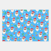 Moderne Fun Santa Stripes Kerst Patronen Blauw Inpakpapier Vel (Voorkant)