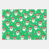 Moderne Fun Santa Stripes Kerstmispatronen Groen Inpakpapier Vel (Voorkant)