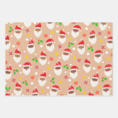 Moderne Fun Santa Stripes Kerstmispatronen Tan Inpakpapier Vel (Voorkant)