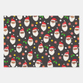 Moderne Fun Santa Stripes Kerstmispatronen Zwart Inpakpapier Vel (Voorkant)