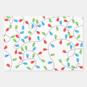 Moderne Fun Santa Stripes & Kerstverlichting Blauw Inpakpapier Vel (Voorkant 3)