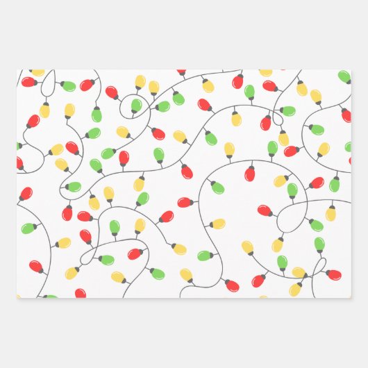 Moderne Fun Santa, Stripes & Kerstverlichting Groe Inpakpapier Vel (Voorkant 3)