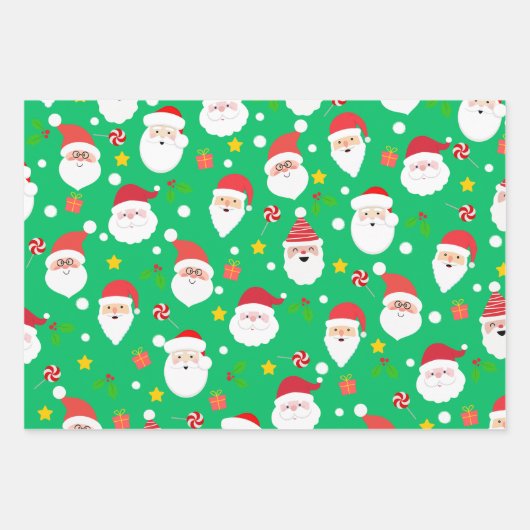 Moderne Fun Santa, Stripes & Kerstverlichting Groe Inpakpapier Vel (Voorkant)