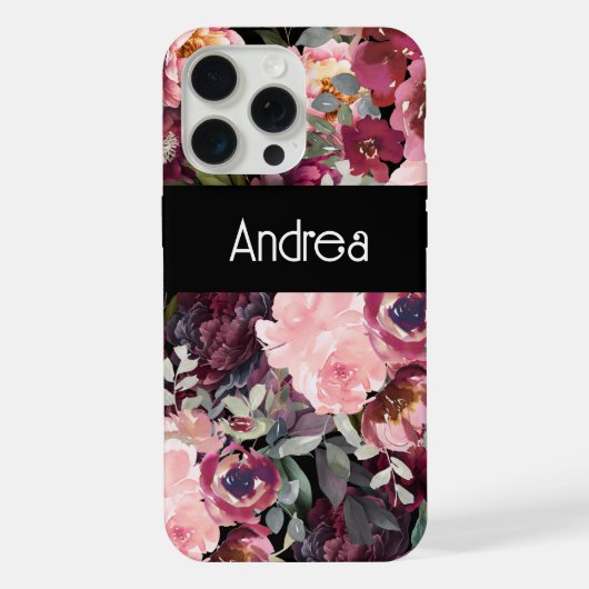 Moderne Fun Typografie bloemenachtergrond iPhone Hoesje (Achterkant)