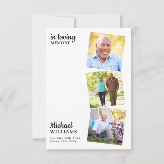 Moderne Funeral Custom 3 Photo Memorial Prayer Kaa (Voorkant)
