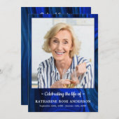 Moderne Funeral Photo Order of Service Blue Marble Programmakaart (Voorkant / Achterkant)